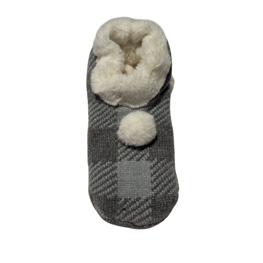 Cuddl Duds Sherpa Lined Lounge Socks - GRAY Color Block- New with Tags Grips
